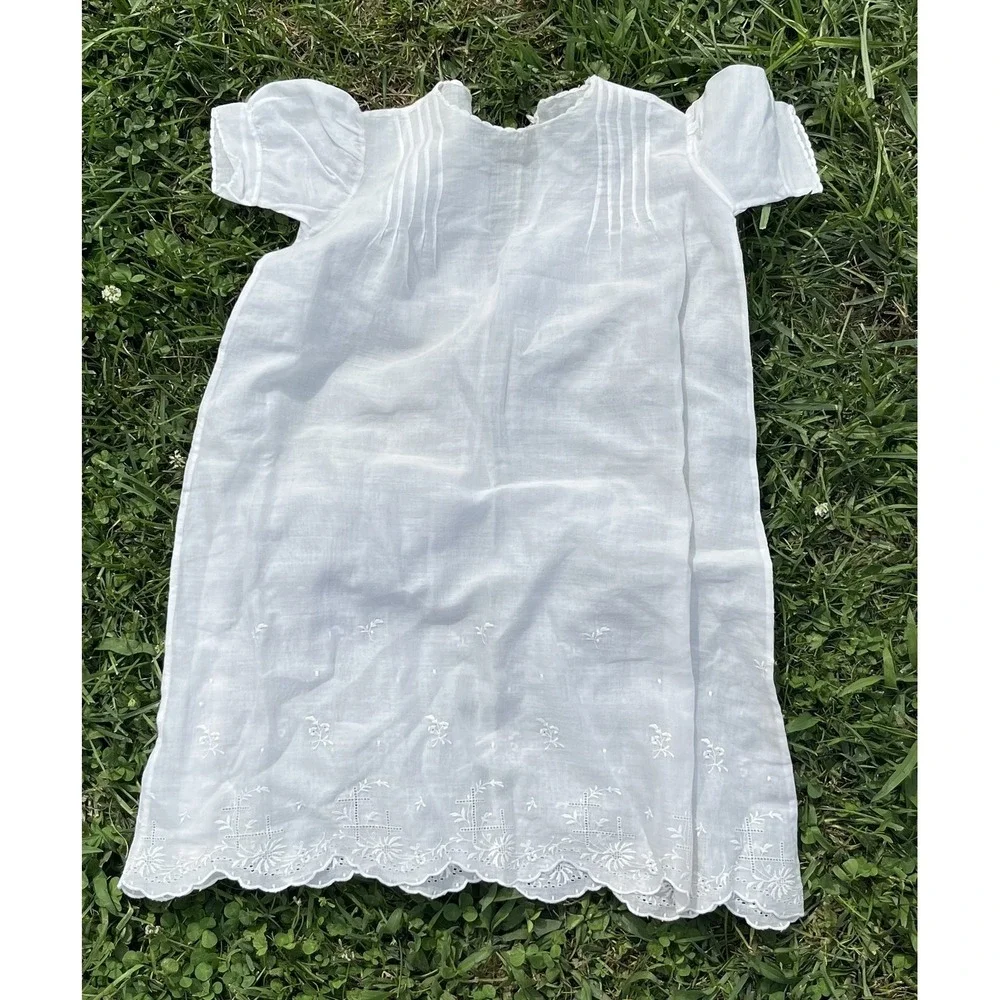 Vintage Baby‎ Dress Christening Gown Lot Embroidered Lace 3 Piece Set Baptism